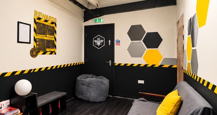 Break-out room with rewards board and seating